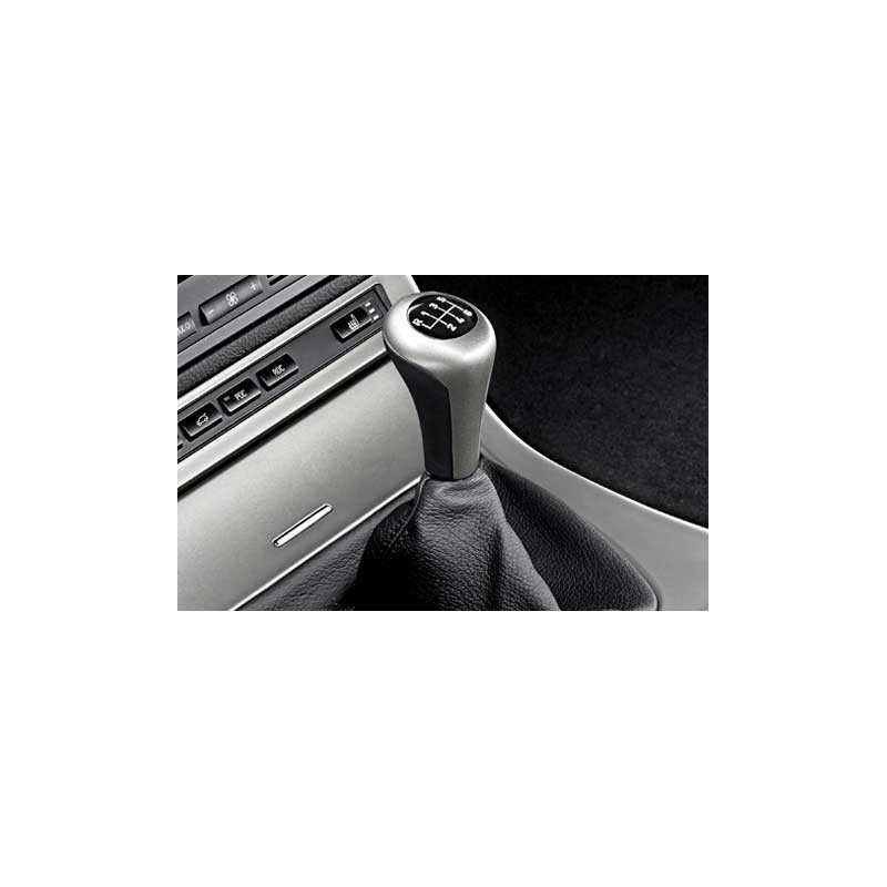 Pommeau de levier de vitesses gainé cuir avec insert décoratif graphite métallisé BMW X5 E53