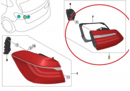 Feu arrière de couvercle de coffre ( coté au choix) pour BMW Série 2 Gran Tourer F46