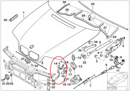 Crochet d'ouverture de capot pour BMW Série 3 E46 Coupé et Cabriolet uniquement
