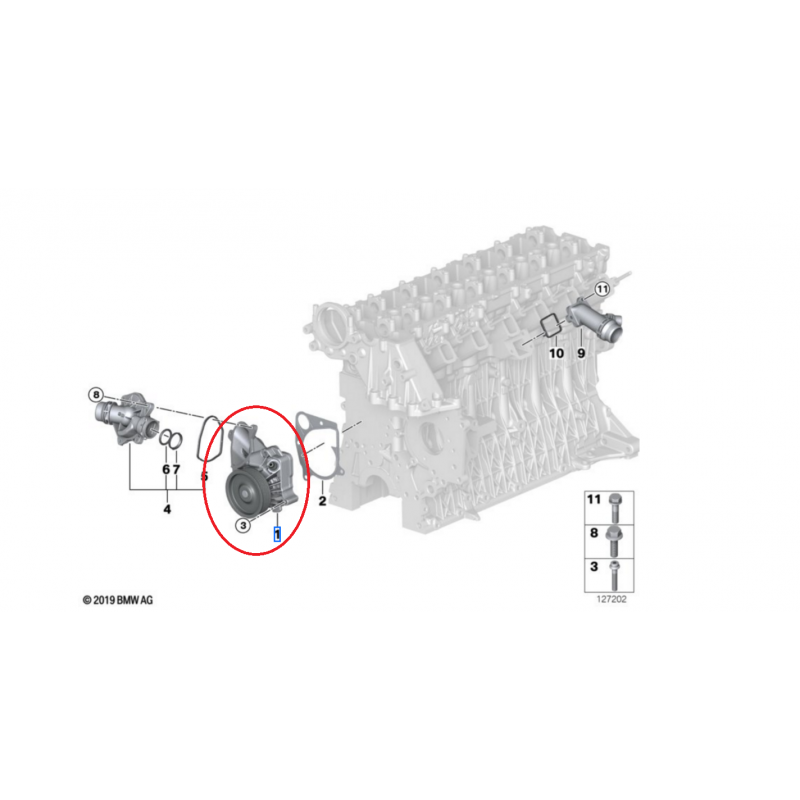 Pompe de liquide de refroidissement mécanique (vendu avec joint) pour