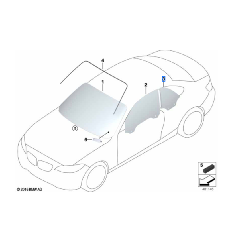 Vitre latérale arrière (côté au choix) BMW Série 2 F23