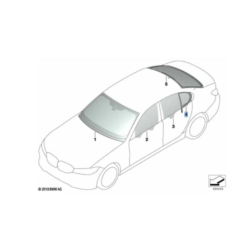 Vitre latérale arrière fixe (côté au choix) BMW Série 3 G20 G80