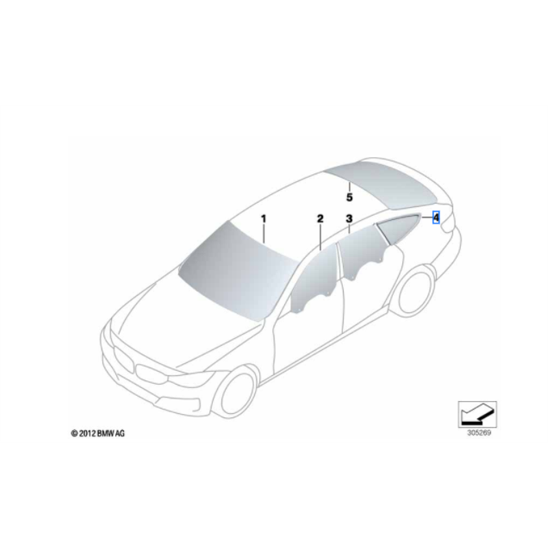 Vitre latérale fixe arrière (côté au choix) BMW Série 3 F34 GT