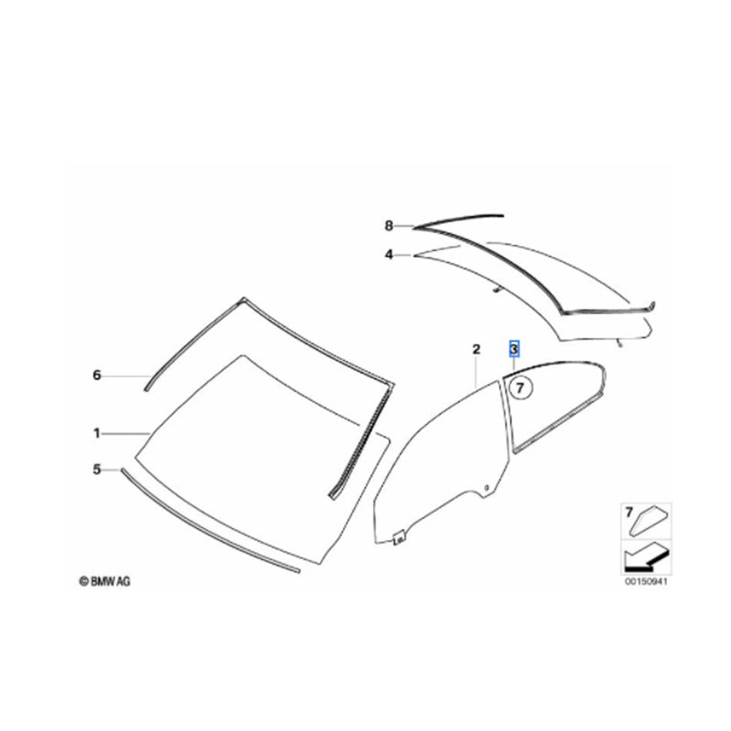 Vitre latérale arrière fixe (côté au choix) BMW Série 3 E92 Coupé