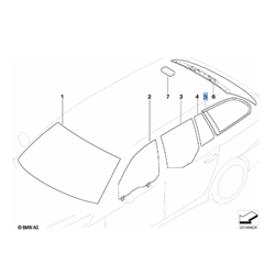 Vitre latérale vert avec joint (côté au choix) BMW Série 5 E61 Berline