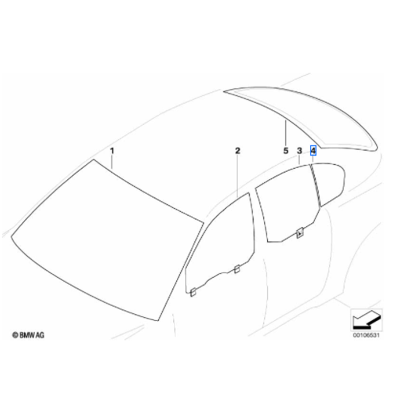 Vitre latérale arrière fixe (côté au choix) BMW Série 5 E60