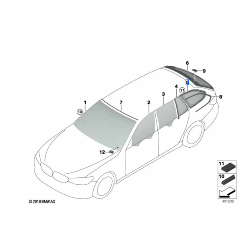 Vitre latérale arrière fixe teintée (côté au choix) BMW X4 F26