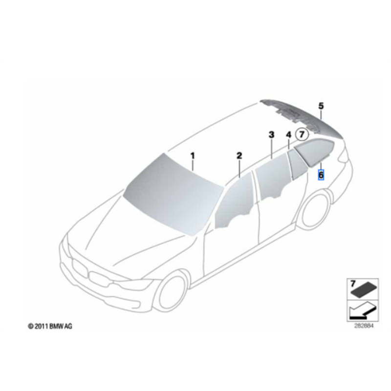Vitre latérale arrière fixe (côté au choix) BMW Série 3 F31 