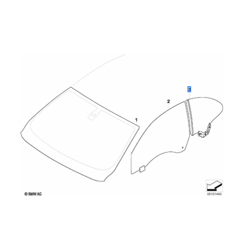 Vitre latérale arrière fixe (côté au choix) BMW Série 6 E64