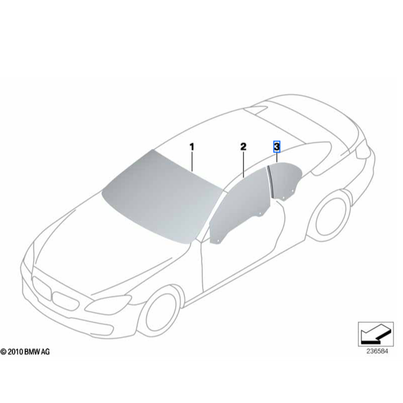 Vitre latérale arrière fixe (côté au choix) BMW Série 6 F12