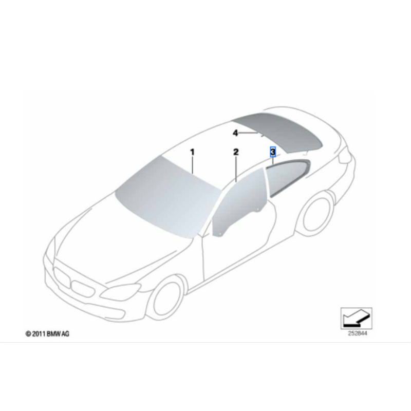 Vitre latérale arrière fixe (côté au choix) BMW Série 6 F13