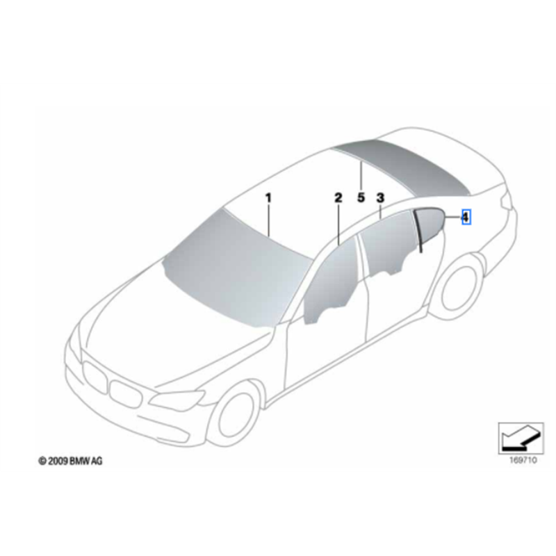 Vitre latérale arrière fixe (côté au choix) BMW Série 7 F01