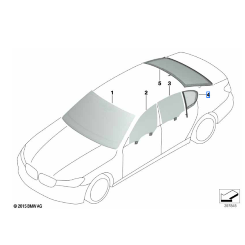 Vitre latérale arrière fixe (côté au choix) BMW Série 7 G11 