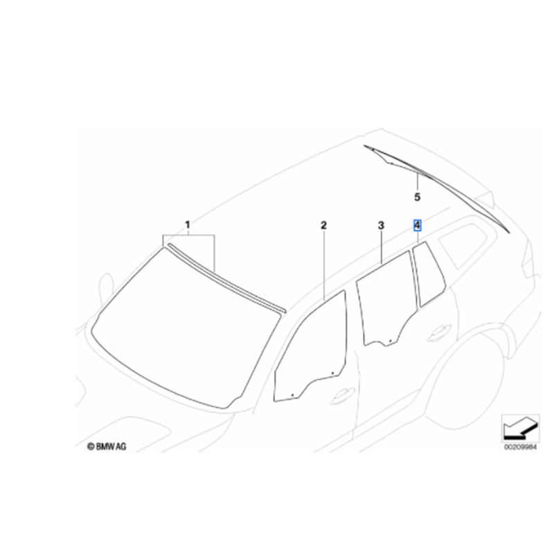 Vitre latérale fixe de porte (côté au choix) BMW X3 E83