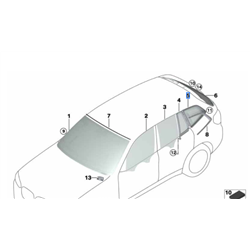 Vitre latérale arrière fixe (côté au choix) BMW X3 M F97