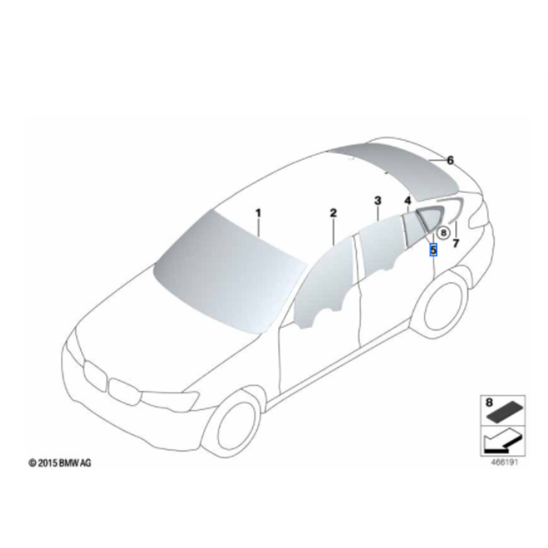 Vitre latérale arrière fixe (côté au choix) BMW X4 F26