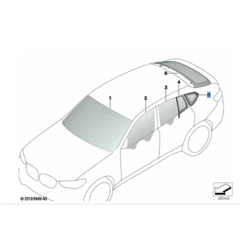 Vitre latérale arrière fixe (côté au choix) BMW X4 G02