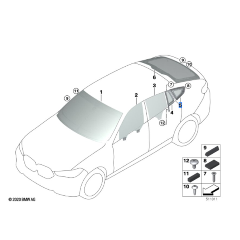 Vitre latérale fixe arrière (côté au choix) BMW X6 G06