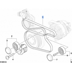 Courroie trapézoïdale à nervures (courroie d'accessoires) pour BMW Série 1  E87 (118d / 120d)