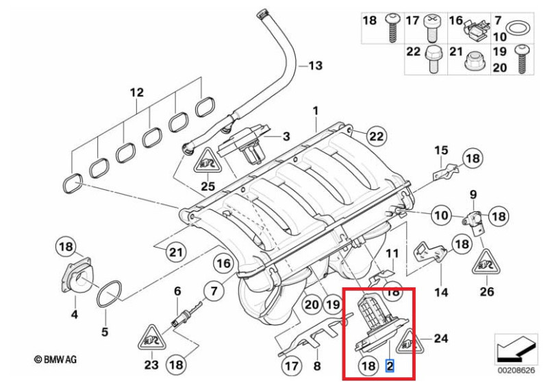 Kit De Réparation Collecteur Admission En Aluminium Pour BMW M54 3.0L - Compatible E46, E39, E53, E60... - Remplace 11617544805