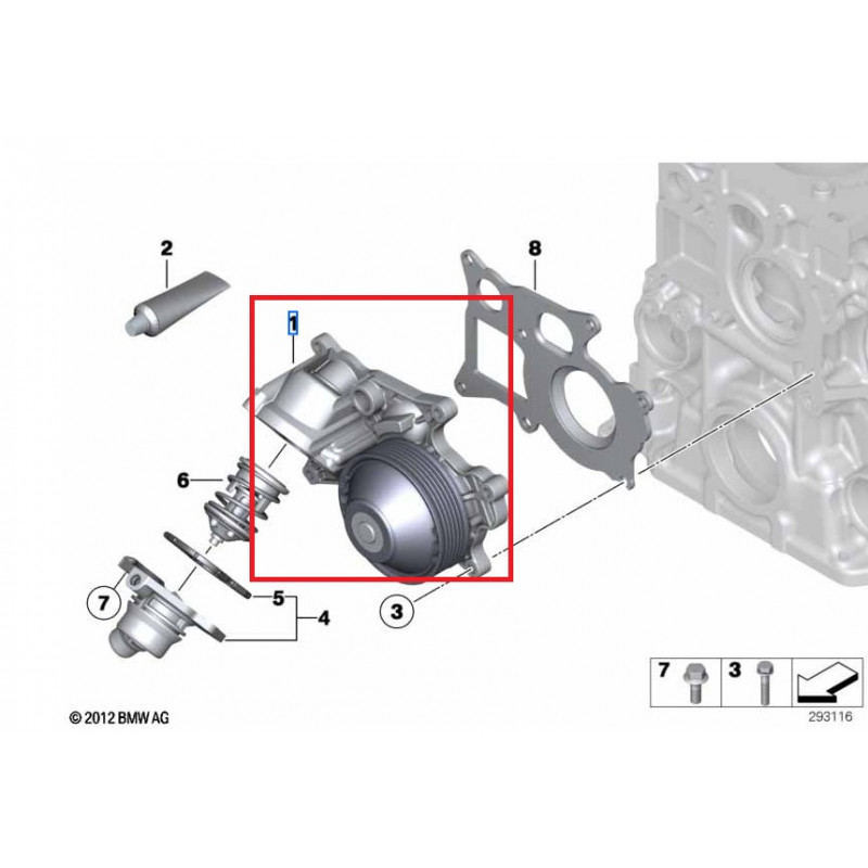 Pompe liquide refroidissement mécanique pour BMW Série 3 F30 F3 F34 Gran Turismo (330d / 335d