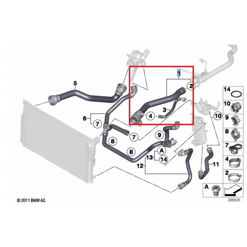 Tuyau de refroidissement radiateur pour BMW Série 3 F30 F31 F34 GT (330d / 335d uniquement)