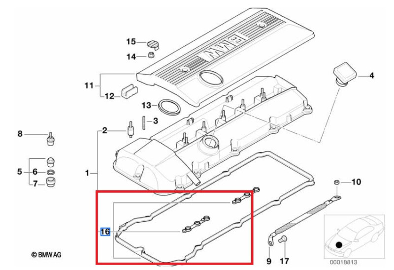 Joint De Compartiment Moteur Droite D'origine Pour BMW Série 3 E46 - Réf. OEM 8215914 - Occasion