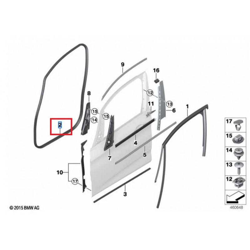 VVO Fasteners- Clips En Plastique Noir. Pour Joint De Porte Arrière. Compatible Avec BMW 2er Active Tourer, 2er Grand Tourer, X1, X2, (10 Pcs - Foto 2