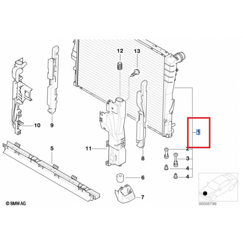 Radiateur du liquide de refroidissement BMW Série 3 E46 (moteur essence uniquement)