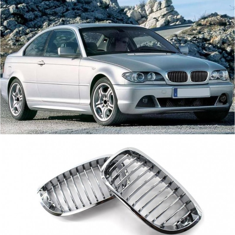 Grille de calandre chromée BMW Série 3 E46 coupé (phase 2 uniquement -  après 2001)