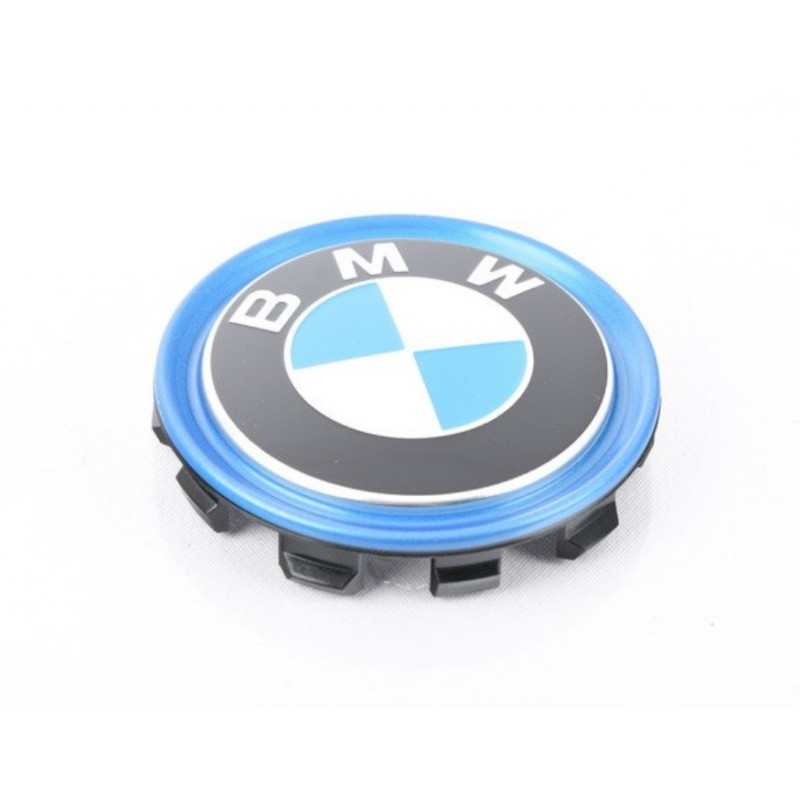 Cache-moyeu avec anneau bleu (diamètre 68 MM) BMW pour jantes alliage BMW  Série 6 E63 E64 F12 F13 F06 GC