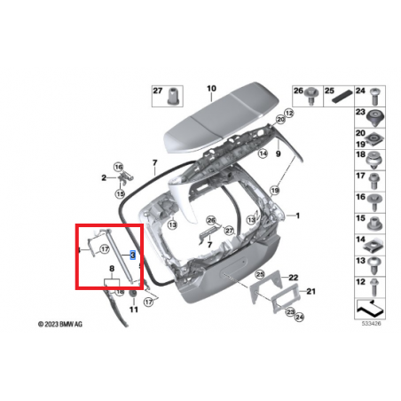Paire Verins Coffre Hayon Malle - BMW X2 - Blacksapphire Perlcolor