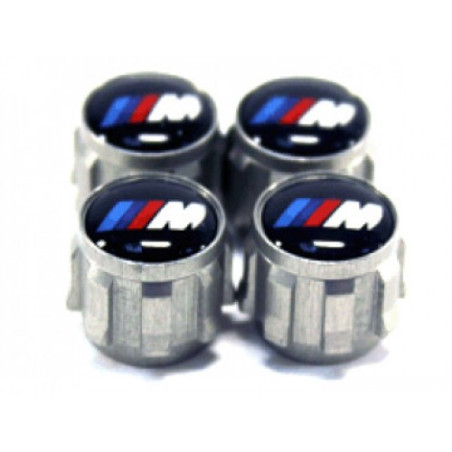 Lot 4 Bouchons Valve Pneu + Porte-Clés BMW M Series - Accessoires Voiture Noir Pour M2 M4 M5 X3 X5