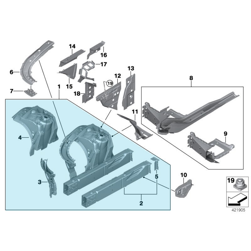 Passage de roue avant droit pour BMW Série 6 G32
