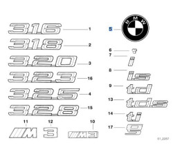 Logo au choix pour BMW Série 3 E36 Berline