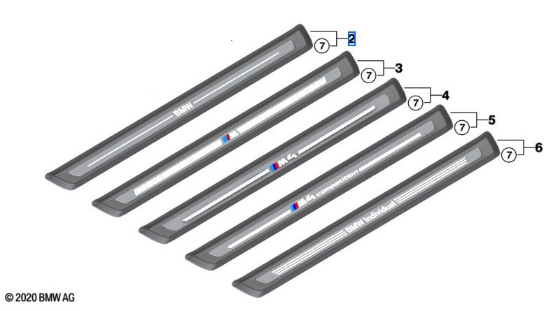 Barres de seuil AVANT (logo au choix) pour BMW Série 4 G22 G23 G26 Gran Coupé