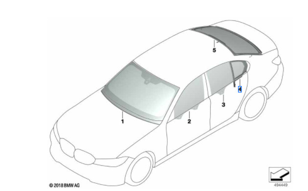 Vitre latérale arrière fixe teintée (côté au choix) BMW Série 3 G20 G80