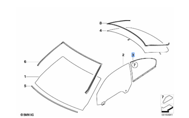 Vitre latérale arrière fixe (côté au choix) BMW Série 3 E92 Coupé