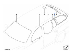 Vitre latérale vert avec joint (côté au choix) BMW Série 5 E61