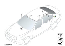 Vitre latérale arrière fixe (côté au choix) BMW Série 5 F10