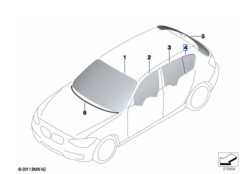 Vitre latérale fixe arrière teintée (côté au choix) BMW Série 1 F20