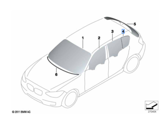 Vitre latérale fixe arrière teintée (côté au choix) BMW Série 1 F20