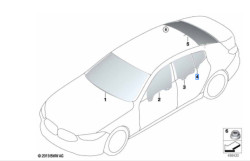 Vitre latérale arrière fixe teintée pour porte (côté au choix) BMW Série 8 G16 Gran Coupé