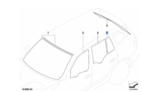 Vitre latérale fixe de porte (côté au choix) BMW X3 E83