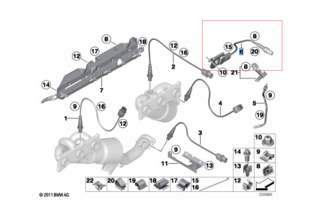 Amrxuts Sensore Nox 11787590402 5WK96650B Per BMW Serie 5 F10 F11 N53 523i 528i 530i 2009-2013 - Sonda 8 Fili, Solo Sonda