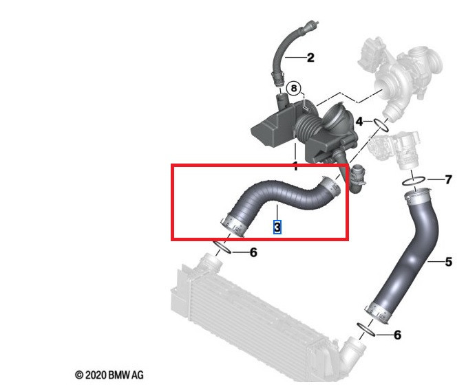 Conduite d'air de suralimentation pour BMW Série 3 F30 F31 F34 GT (320d uniquement)