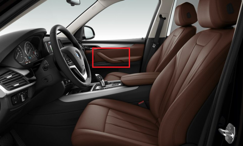 Cache poignée intérieur cuir "Terra" (coté au choix) de porte avant pour BMW X5 F15
