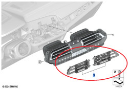 Jeu de grilles d'aération centrale (CHROME) pour BMW X5 G05