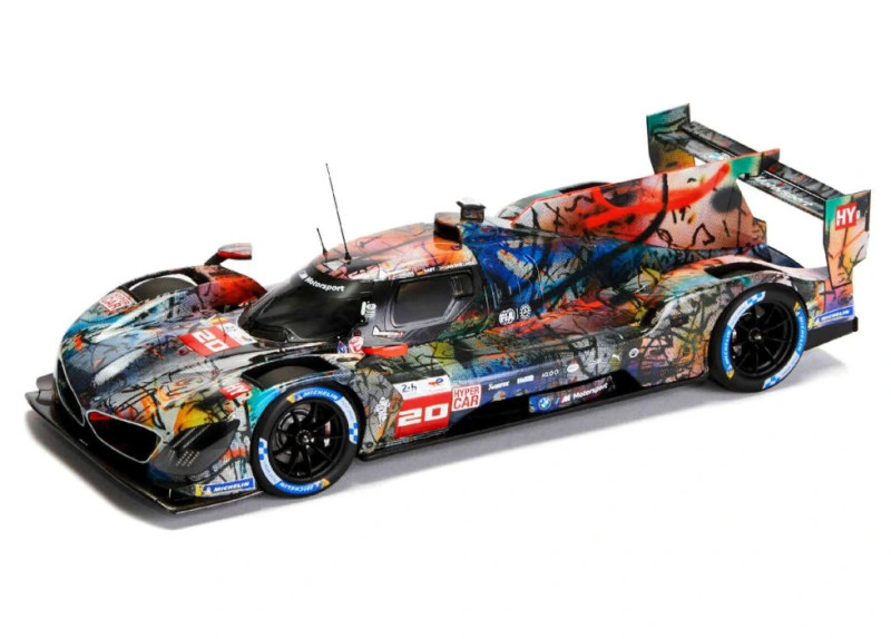 Miniature BMW M HYBRID V8 24h du Mans 2024 Art Car Special Edition Julie Mehretu 1/43eme