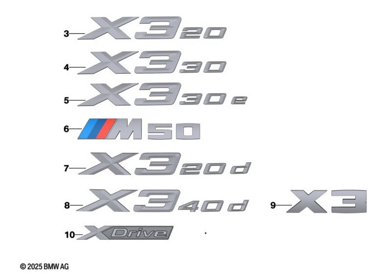 Logo de coffre pour BMW X3 G45